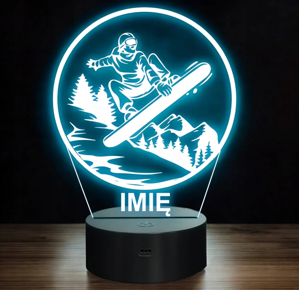 Bez Marki Lampka Nocna LED Statuetka Sporty Zimowe Snowboard na Prezent Grawer v.3