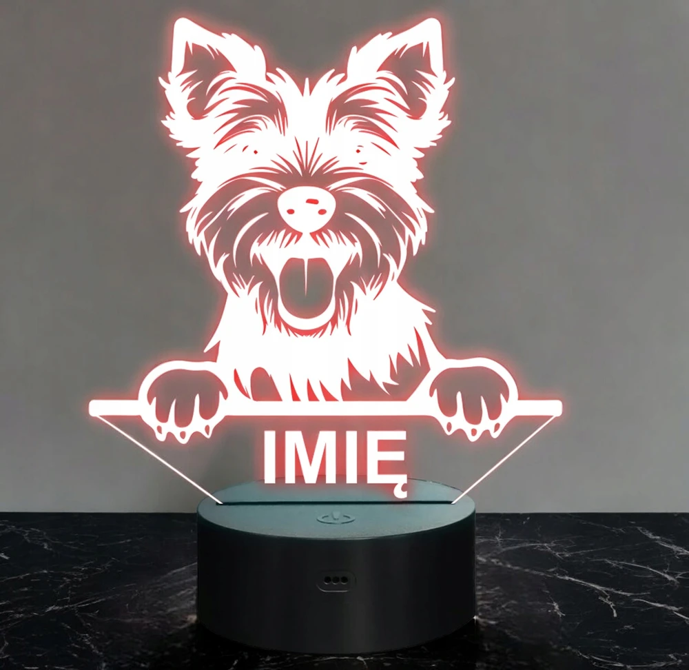 Bez Marki Lampka Nocna LED York Yorkshire Terrier Biewer su Imieniem na Prezent