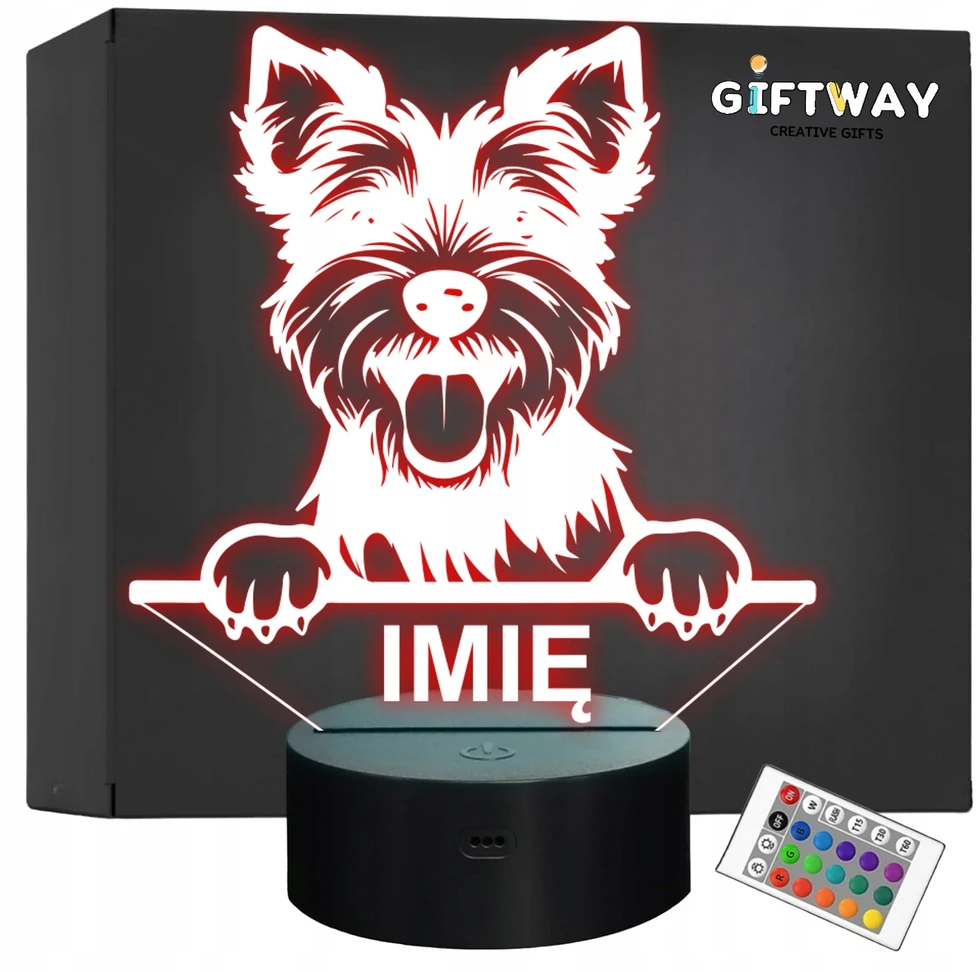 Bez Marki Lampka Nocna LED York Yorkshire Terrier Biewer su Imieniem na Prezent