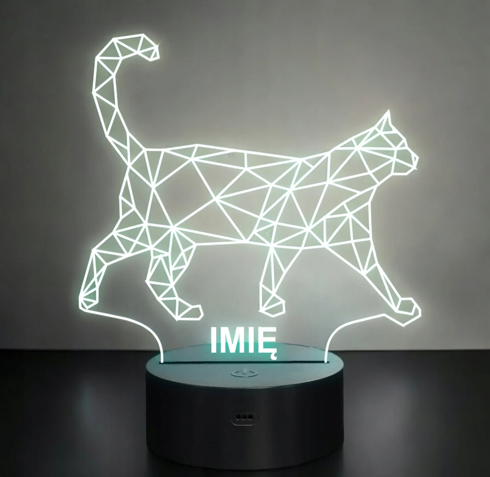 Bez Marki Lampka Nocna LED Z Imieniem Grawer Kot Geometryczy na Prezent