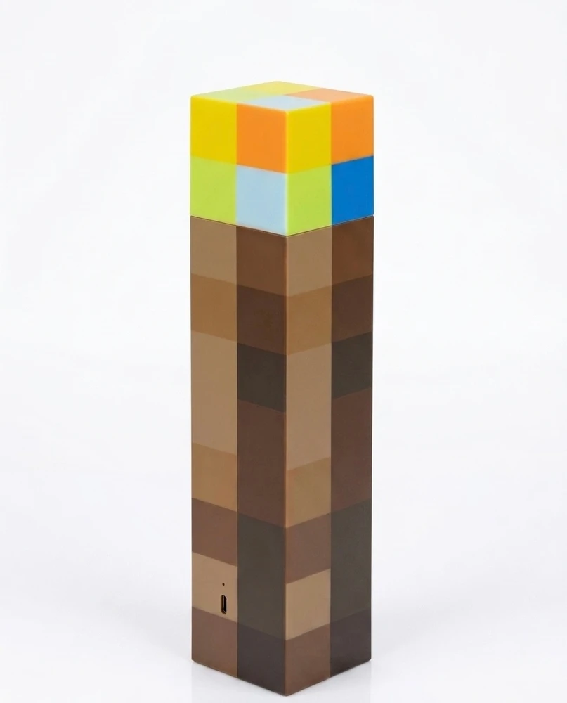 Bez Marki Lampka Nocna Minecraft Pochodnia LED 2w1 – Akumulatorowa, Zmienne Kolory