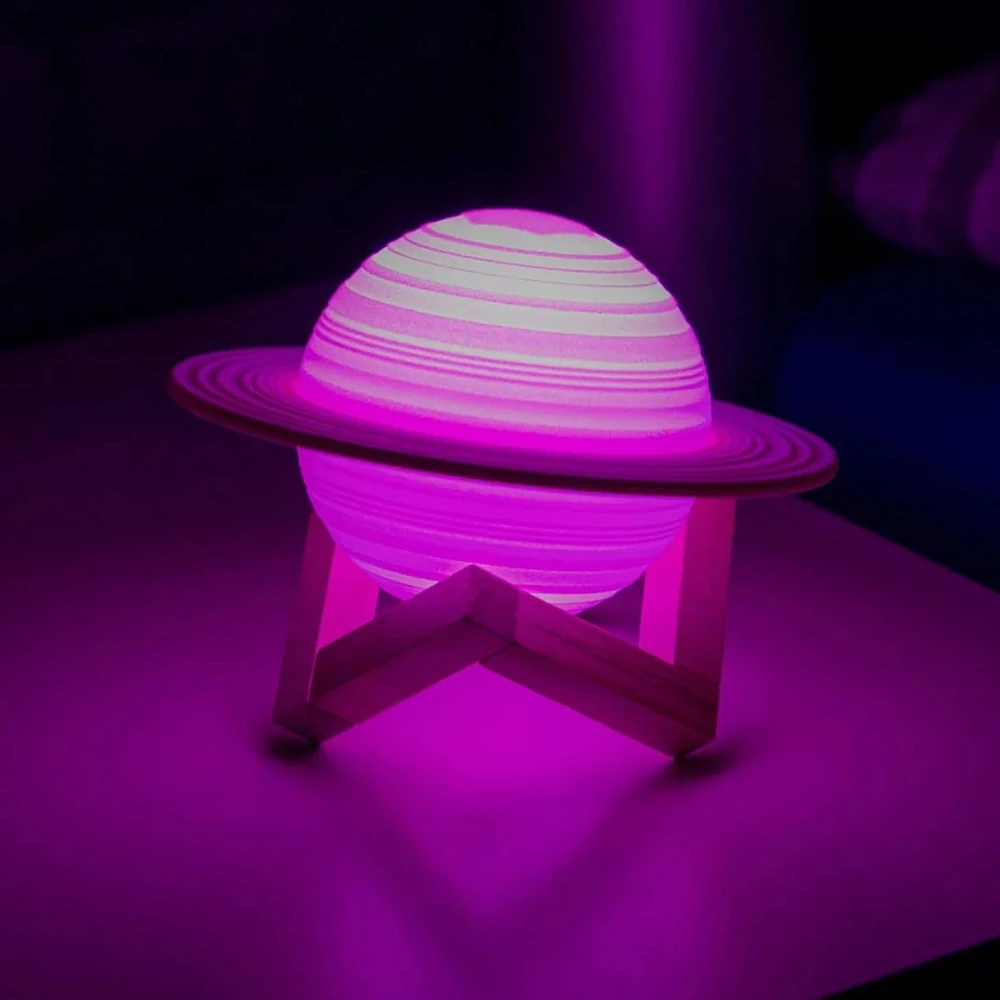 Bez Marki Lampka nocna Saturn 3D RGB Pilot