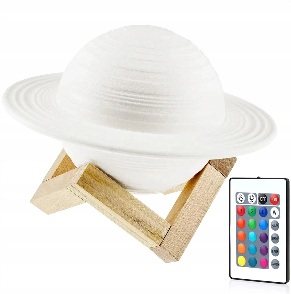 Bez Marki Lampka nocna Saturn 3D RGB Pilot