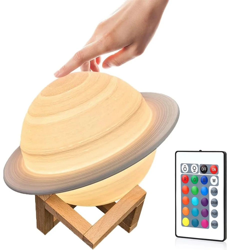 Bez Marki Lampka nocna Saturn 3D RGB Pilot