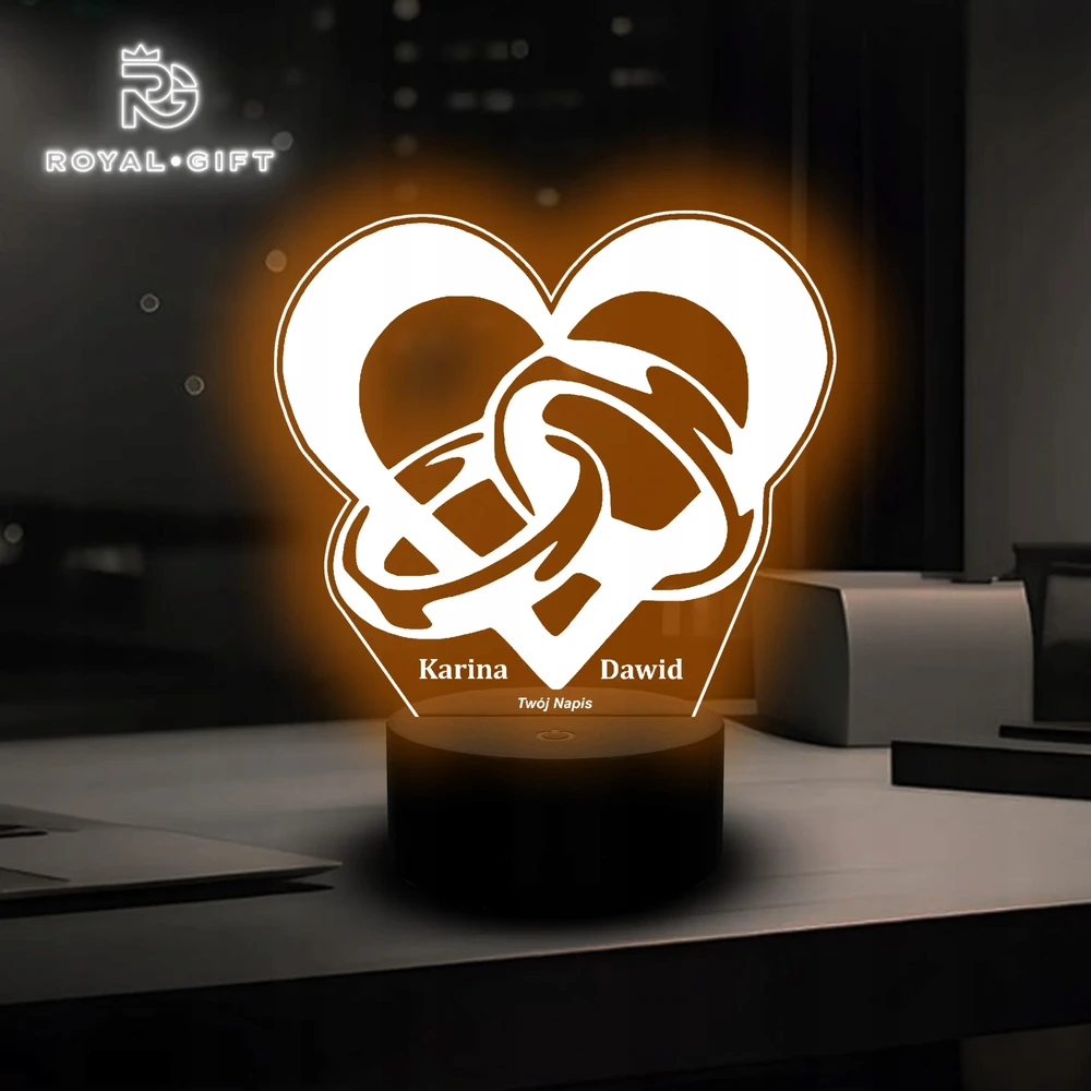 Bez Marki Lampka Nocna Statuetka 3D USB Led Prezent Na Ślub Wesele Szkle Z Dedykacją