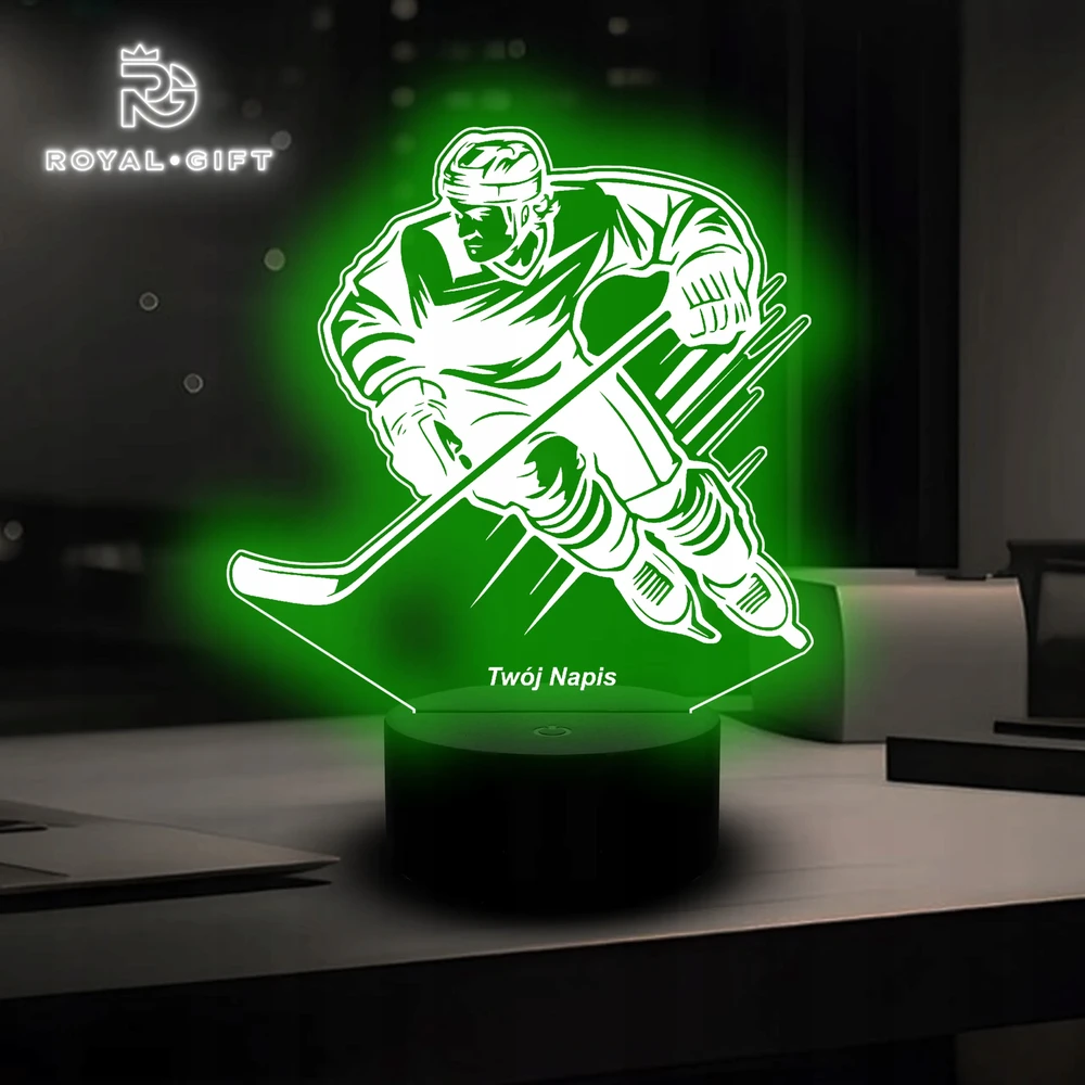 Bez Marki Lampka Nocna Statuetka USB LED 3D Grawer Kask Dla Hokeisty Hokej Kij Krążek
