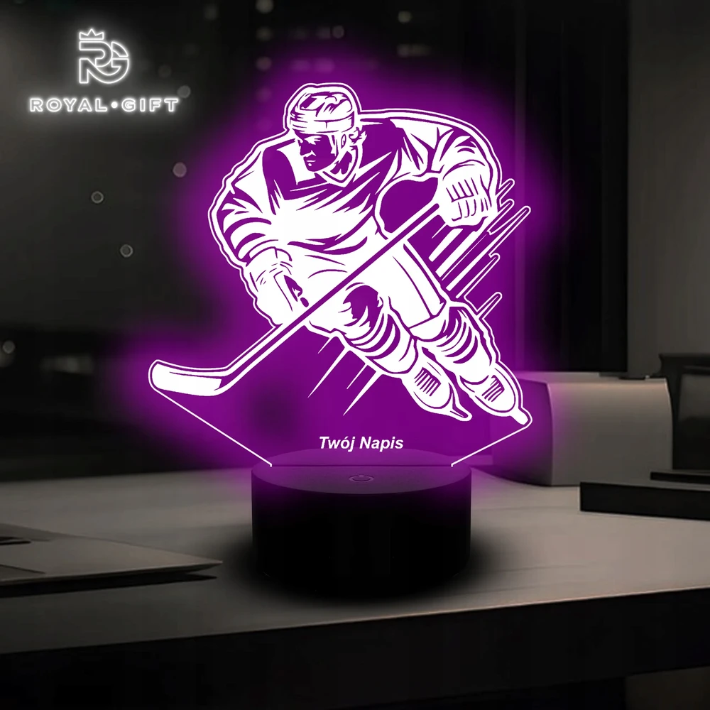 Bez Marki Lampka Nocna Statuetka USB LED 3D Grawer Kask Dla Hokeisty Hokej Kij Krążek