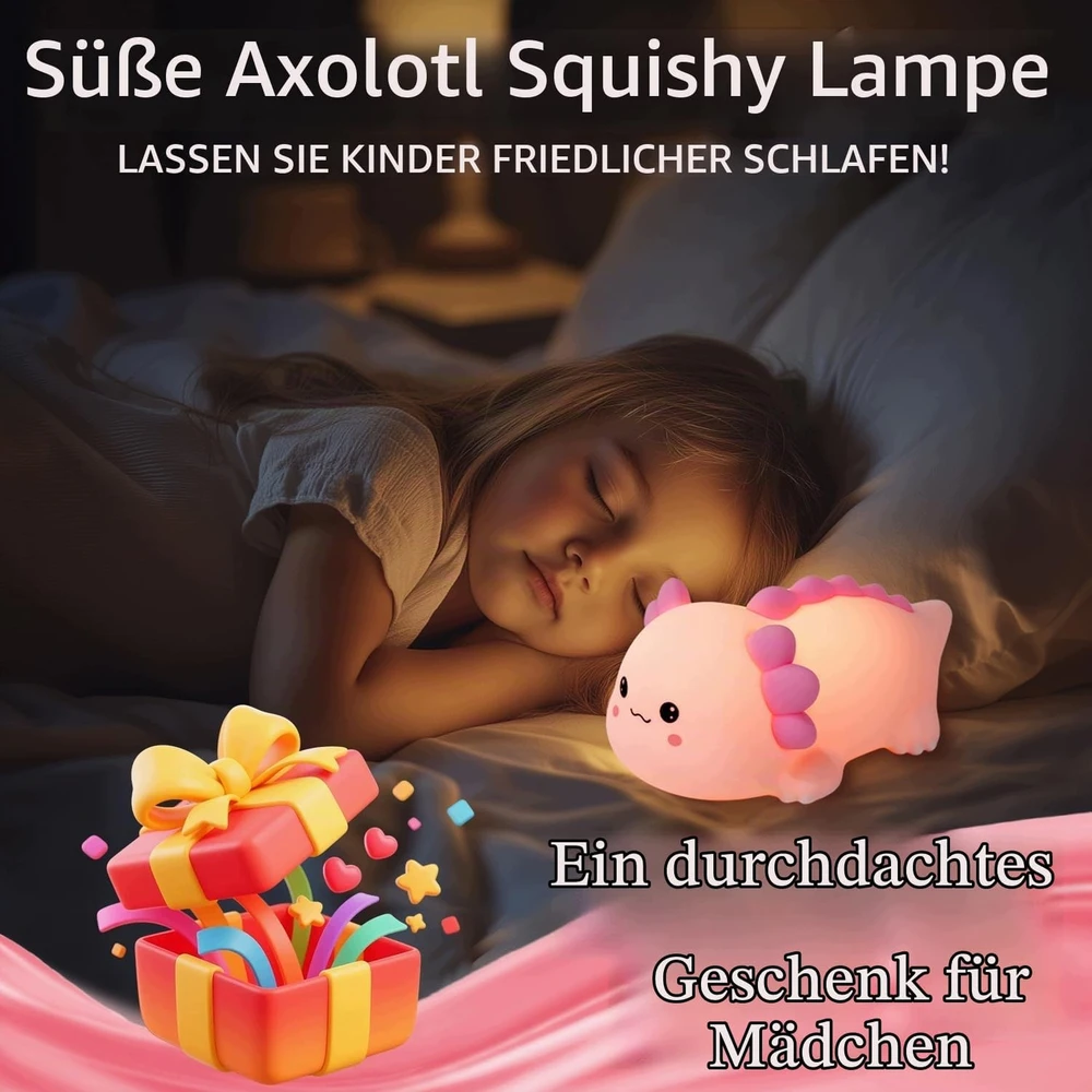 Bez Marki Lampka nocna vaikams Aksolotl dotykowa silikonowa ładowalna 3 tryby