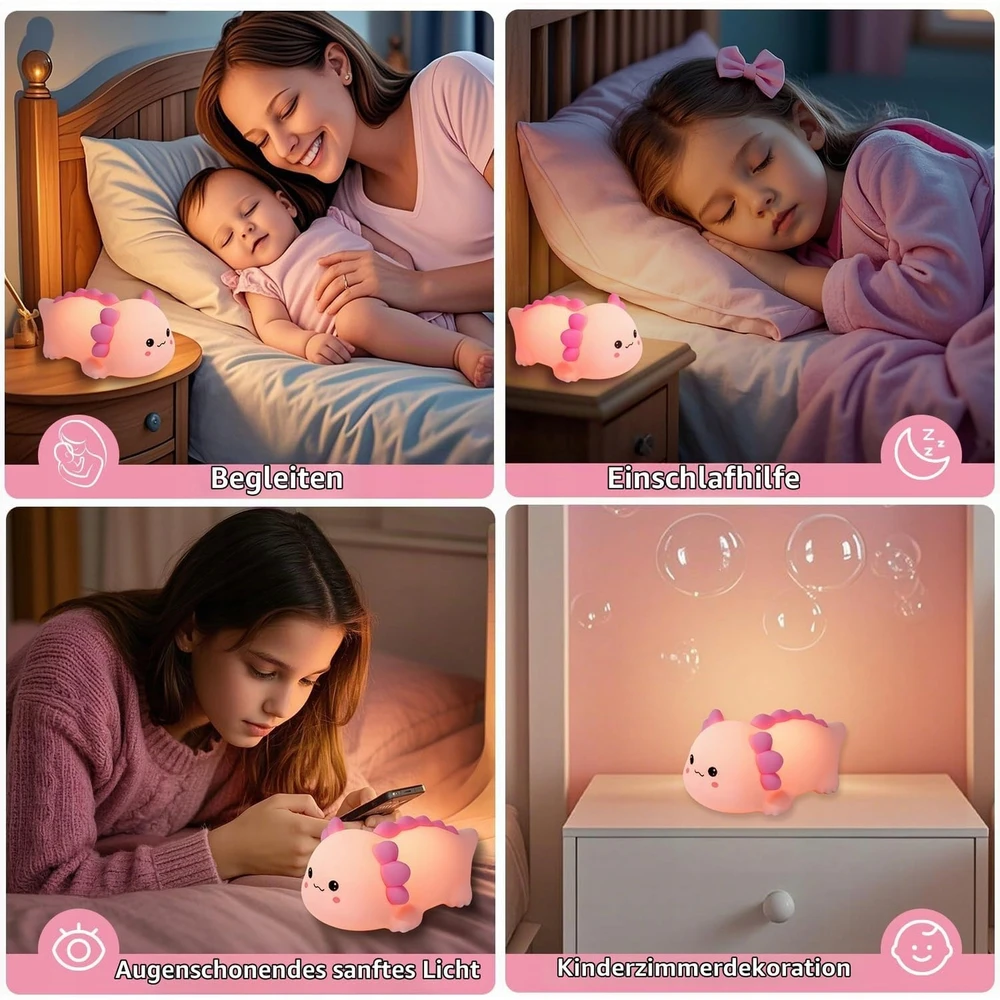 Bez Marki Lampka nocna vaikams Aksolotl dotykowa silikonowa ładowalna 3 tryby