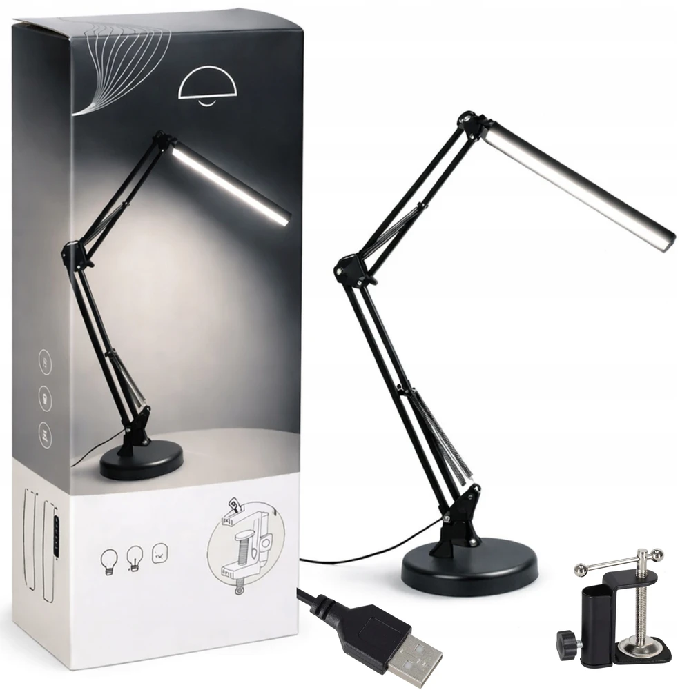 Bez Marki LAMPKA REGULOWANA Biurkowa LED USB Dla Dziecka Klips 3 Barwy 10 Trybów