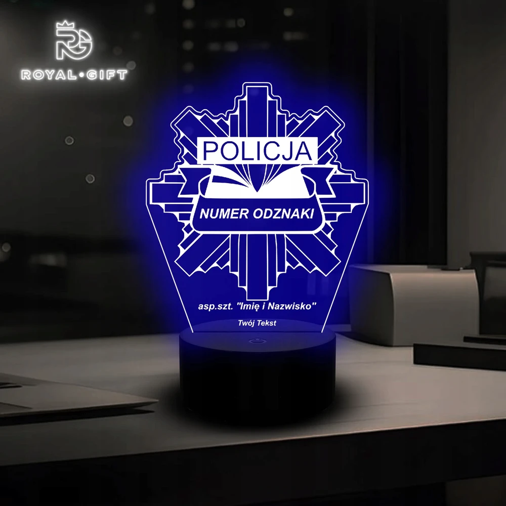 Bez Marki Lampka Statuetka Policja Dla Policjantki Policjanta Odznaka Numer na Biurko