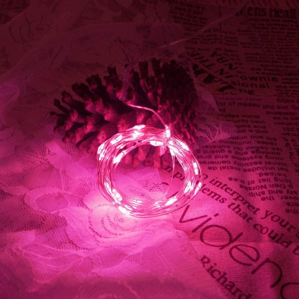 Bez Marki LAMPKI CHOINKOWE LED ZASILANE BATERYJNIE 30 DIOD RÓŻOWE IP65 WODOODPORNE