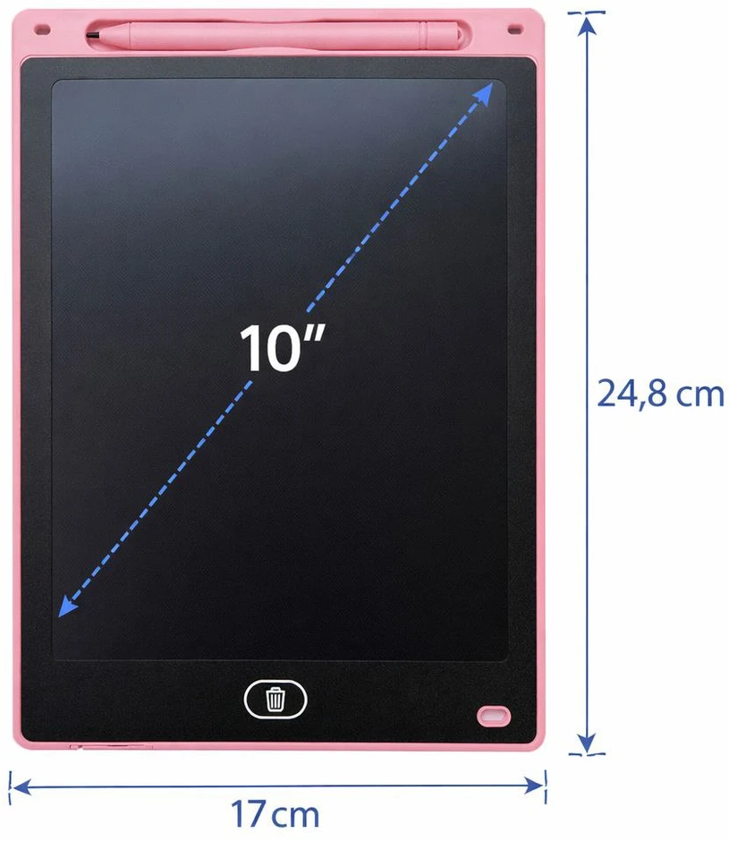 Bez Marki LCD PIEŠIMO LENTELĖ 10" ROŽINĖ VAIKAMS - DIDELIS LAIKOMASIS PLASTETĖS
