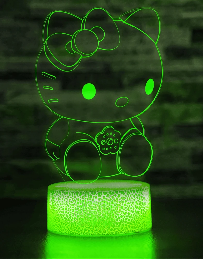 Bez Marki Led 3d naktinė lemputė Hello Kitty vaikams, su Usb ir pulteliu