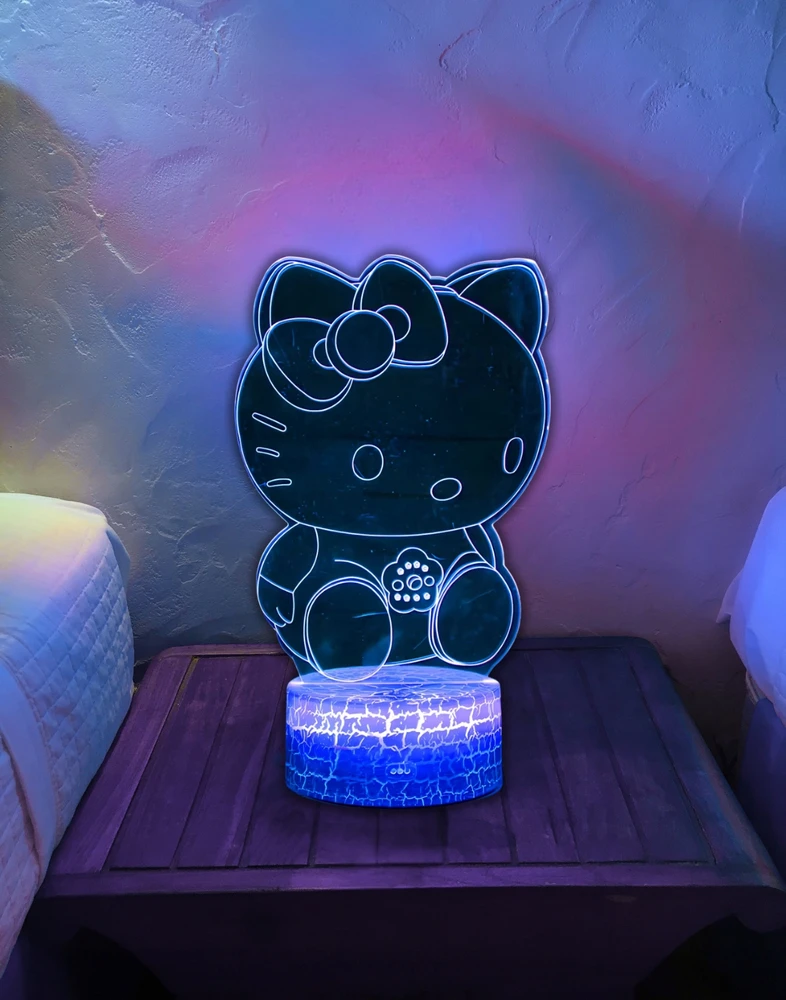 Bez Marki Led 3d naktinė lemputė Hello Kitty vaikams, su Usb ir pulteliu