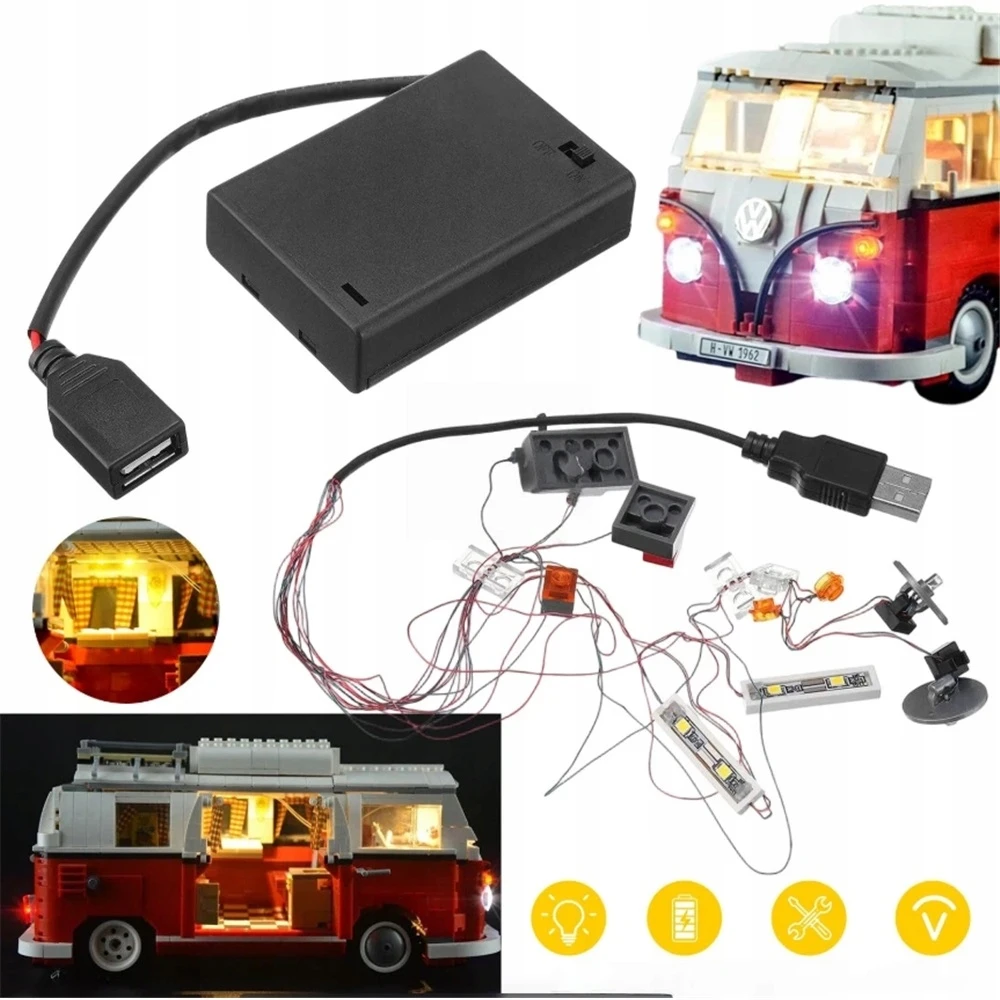 Bez Marki LED APŠVIETIMO RINKINYS COMPERA T1 10220 BLOKŲ ŠVIESOS USB 5V