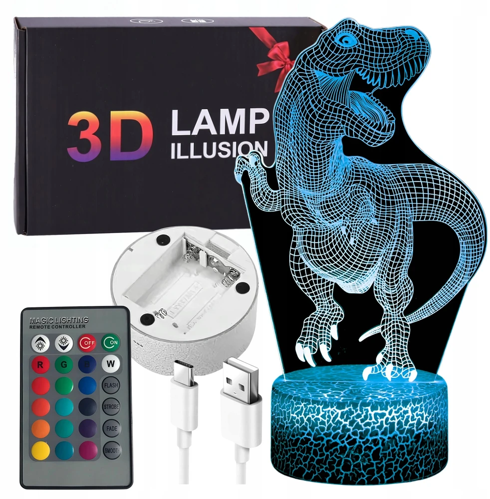 Bez Marki Led Dinozauras Naktinė Lempa Rgb Usb Stalo Dekoracija Vaikams
