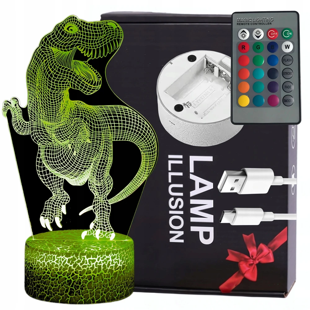 Bez Marki Led Dinozauras Naktinė Lempa Rgb Usb Stalo Dekoracija Vaikams