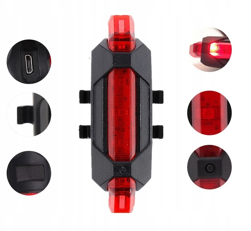 Bez Marki LED galinės priekinės USB dviračio lempos E100 rinkinys