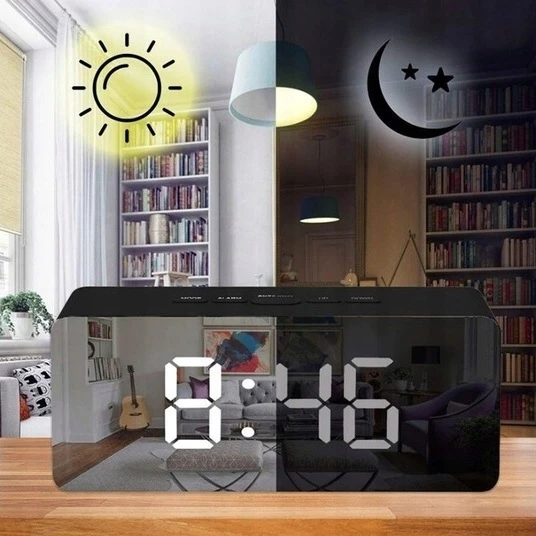 Bez Marki LED LAIKRODIS ELEKTRONINIS SKAITMENINIS LAIKRODIS VEIDRODIS ŽADINTIS TERMOMETRAS MODERNUS