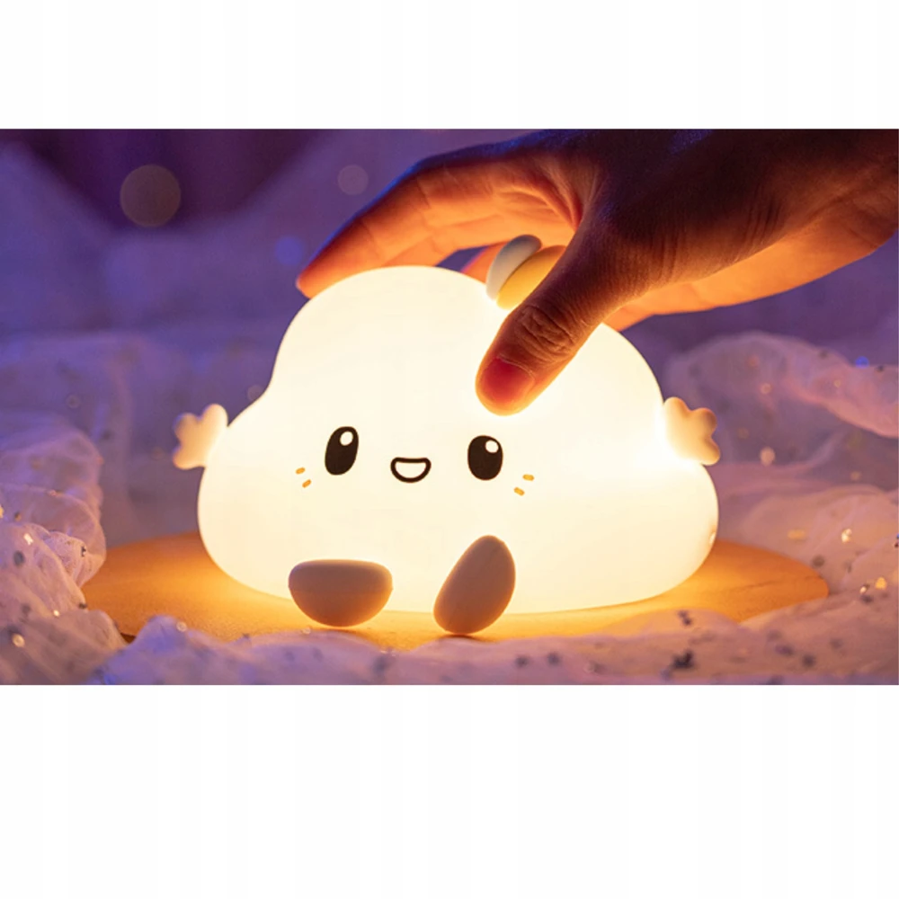 Bez Marki Led Naktinė Lempa "debesėlis" Usb Spalvota Vaikams Minkšta Silikoninė