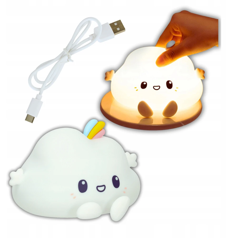 Bez Marki Led Naktinė Lempa "debesėlis" Usb Spalvota Vaikams Minkšta Silikoninė