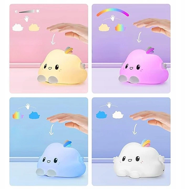 Bez Marki Led Naktinė Lempa "debesėlis" Usb Spalvota Vaikams Minkšta Silikoninė