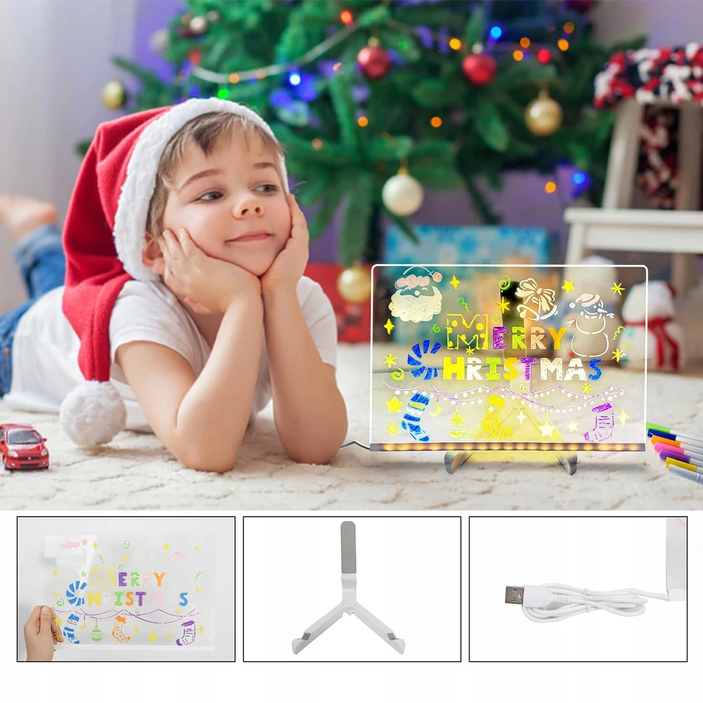 Bez Marki LED piešimo lenta vaikams 30x20cm akrilinė USB, įvairiaspalvė