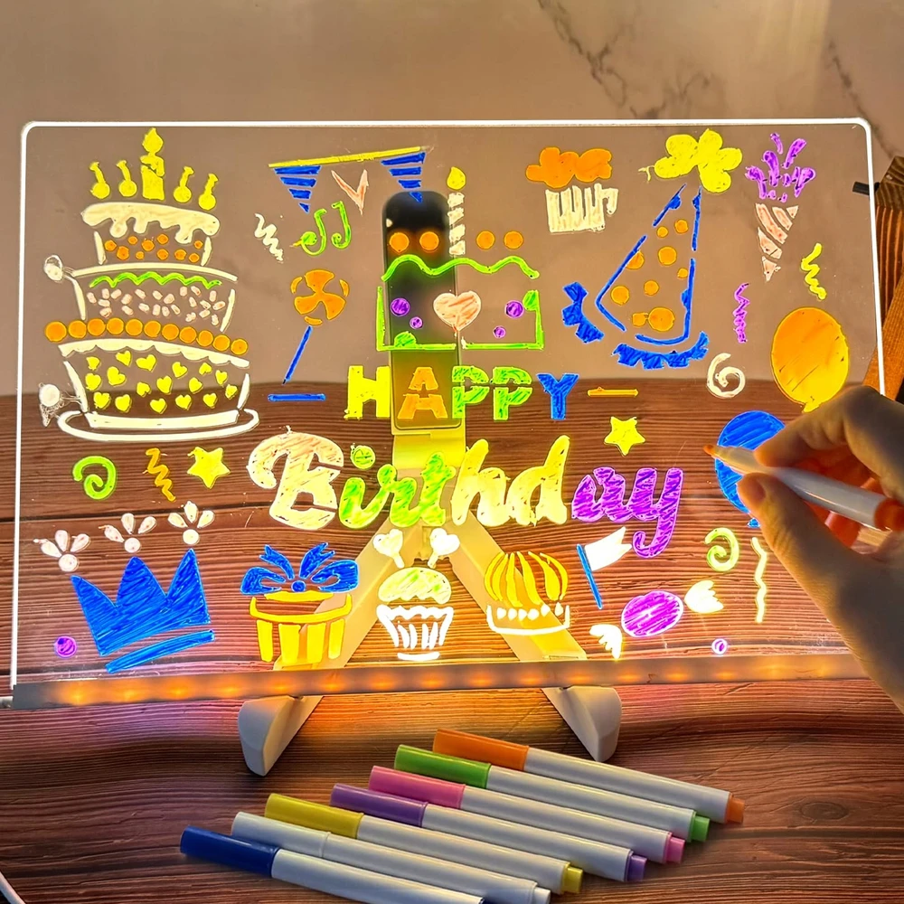 Bez Marki LED piešimo lenta vaikams 30x20cm akrilinė USB, įvairiaspalvė