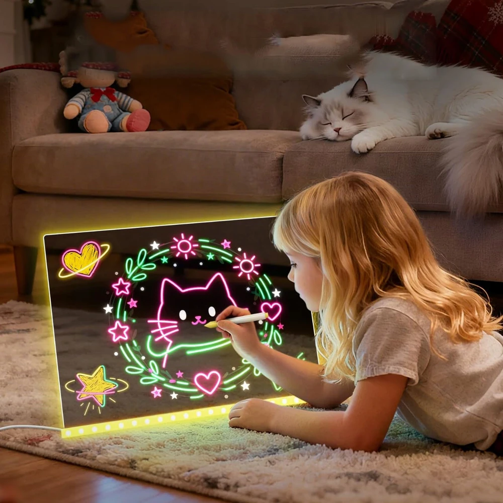 Bez Marki LED piešimo lenta vaikams 30x20cm akrilinė USB, įvairiaspalvė