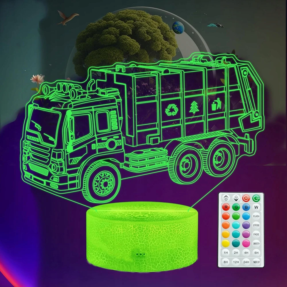 Bez Marki Led Rgb naktinė lemputė "šiukšliavežė" su laikmačiu ir pulteliu