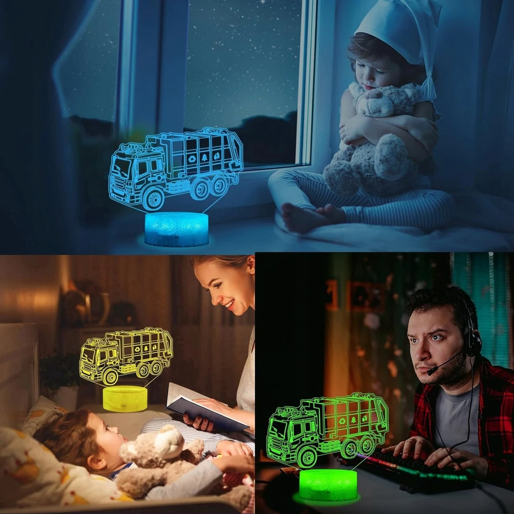Bez Marki Led Rgb naktinė lemputė "šiukšliavežė" su laikmačiu ir pulteliu