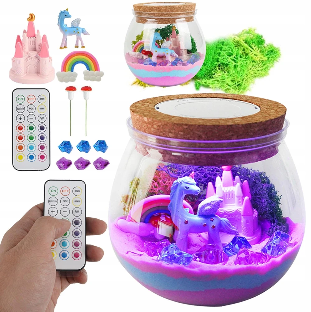 Bez Marki LED TERARIUM LAMP UNICORN KŪRYBINIS DOVANŲ RINKINYS, MICROLANDSCAPE
