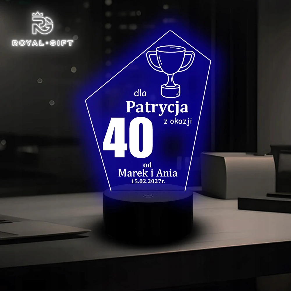 Bez Marki Led Usb Rgb Lampka Jubileusz Urodziny 18 30 40 50 60 70 80 Szklana Pamiątka