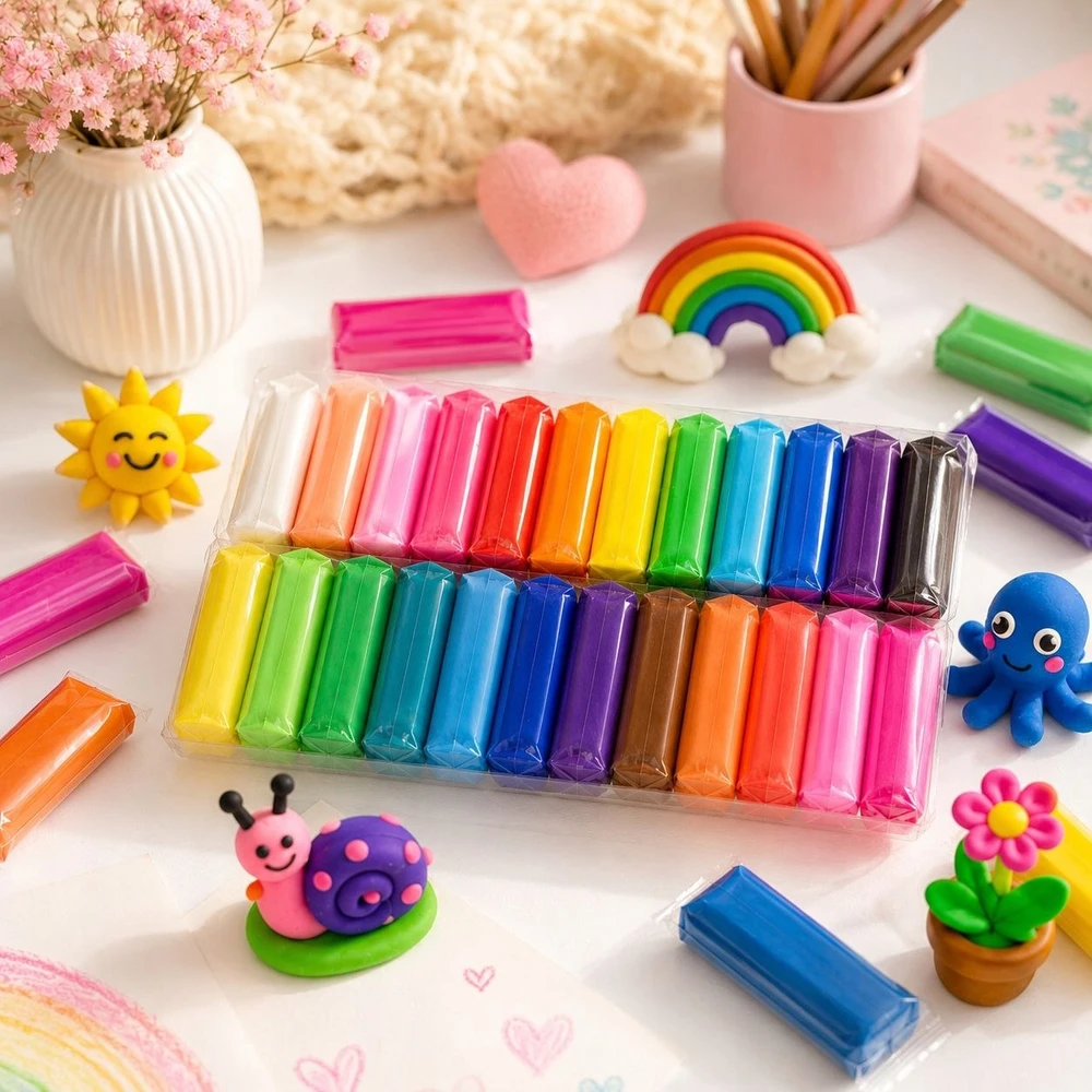 Bez Marki LENGVAS PLASTICINAS SUPER LIGHT CAY 24 SPALVŲ RINKINYS VAIKAMS