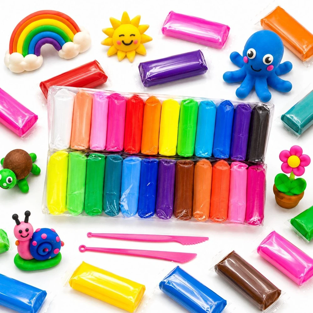 Bez Marki LENGVAS PLASTICINAS SUPER LIGHT CAY 24 SPALVŲ RINKINYS VAIKAMS