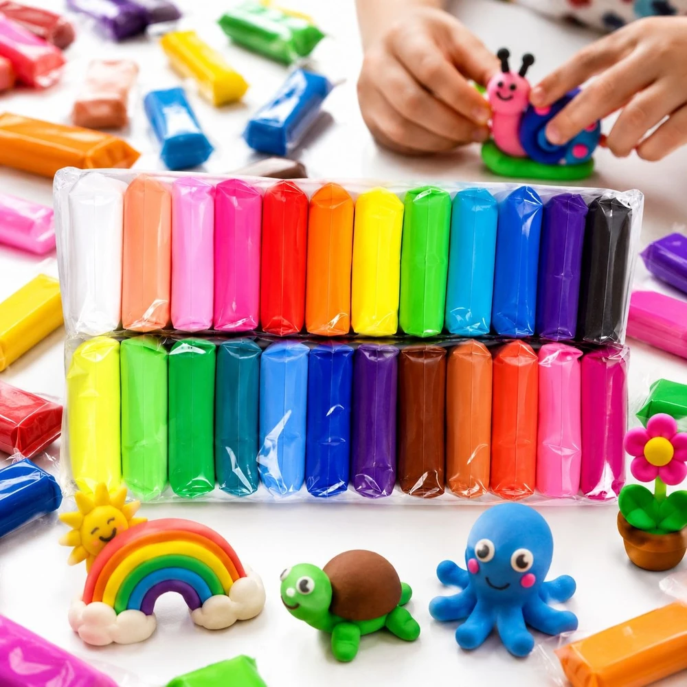 Bez Marki LENGVAS PLASTICINAS SUPER LIGHT CAY 24 SPALVŲ RINKINYS VAIKAMS