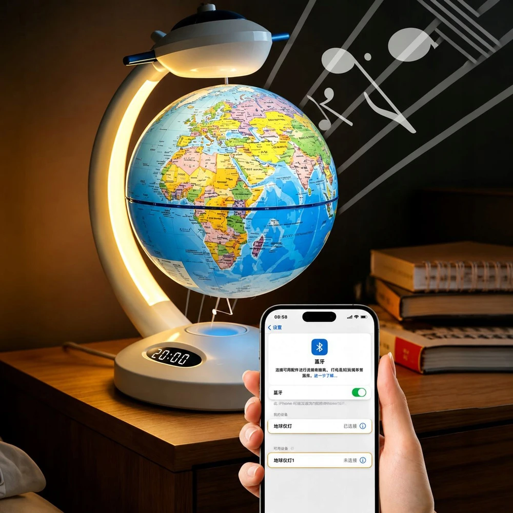 Bez Marki LEVITATING GLOBUS INTERAKTYVI APŠVIETTA LED MAP BLUETOOTH LEMPA