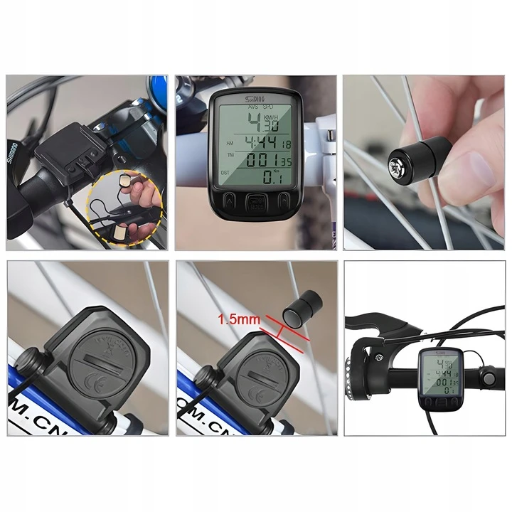 Bez Marki Licznik Rowerowy Przewodowy 28 Funcji LCD Do Roweru Prętkościomierz IP68