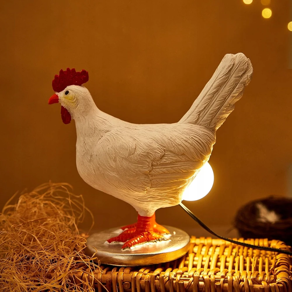 Bez Marki LINKSMAS VIŠTĖS LEMPAS, DERVINĖ STALO LEMPPA, LED NAKTINIS LEMPAS, NAMAMS