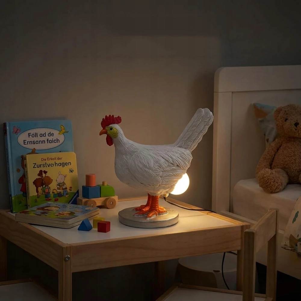 Bez Marki LINKSMAS VIŠTĖS LEMPAS, DERVINĖ STALO LEMPPA, LED NAKTINIS LEMPAS, NAMAMS