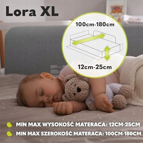Bez Marki LORA XL PRZENOŚNA BARIERKA DO ŁÓŻKA DLA DZIECI REGULACJA DO WARSZTATU