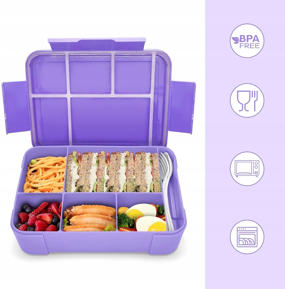 Bez Marki LUNCH BOX ŚNIADANIÓWKA POJEMNIK BOX BENTO 1330ml Z PRZEGRÓDKAMI SOS