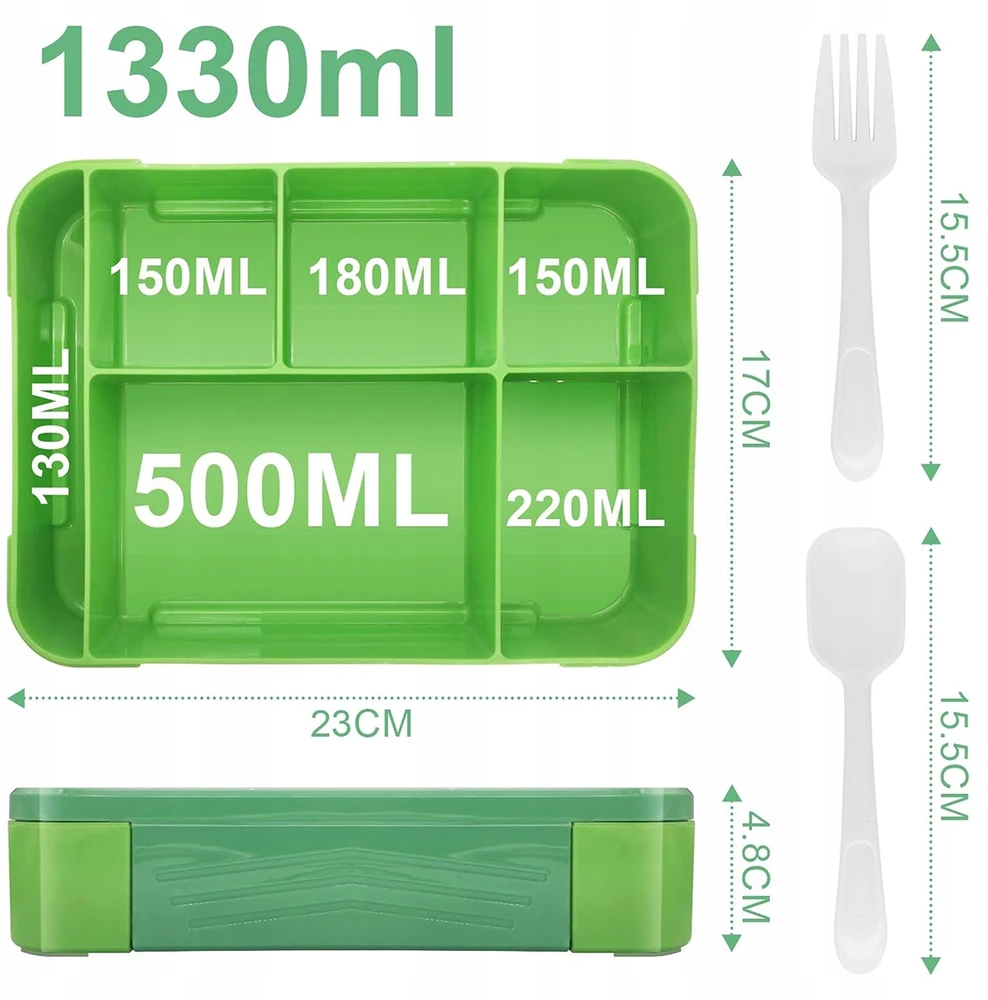 Bez Marki LUNCHBOX POJEMNIK NA JEDZENIE CHŁODZĄCY ŚNIADANIÓWKA PUDEŁKO 1330ml