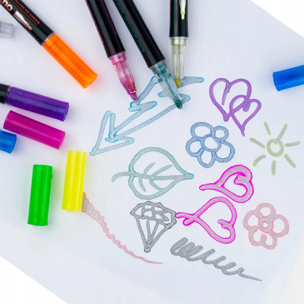 Bez Marki MAGIC MARKERS DVIGUBĖS LEILIJOS METALINIS KONTŪRINIAI BLYGIŲ ŽYMEKLIAI 12Vnt.