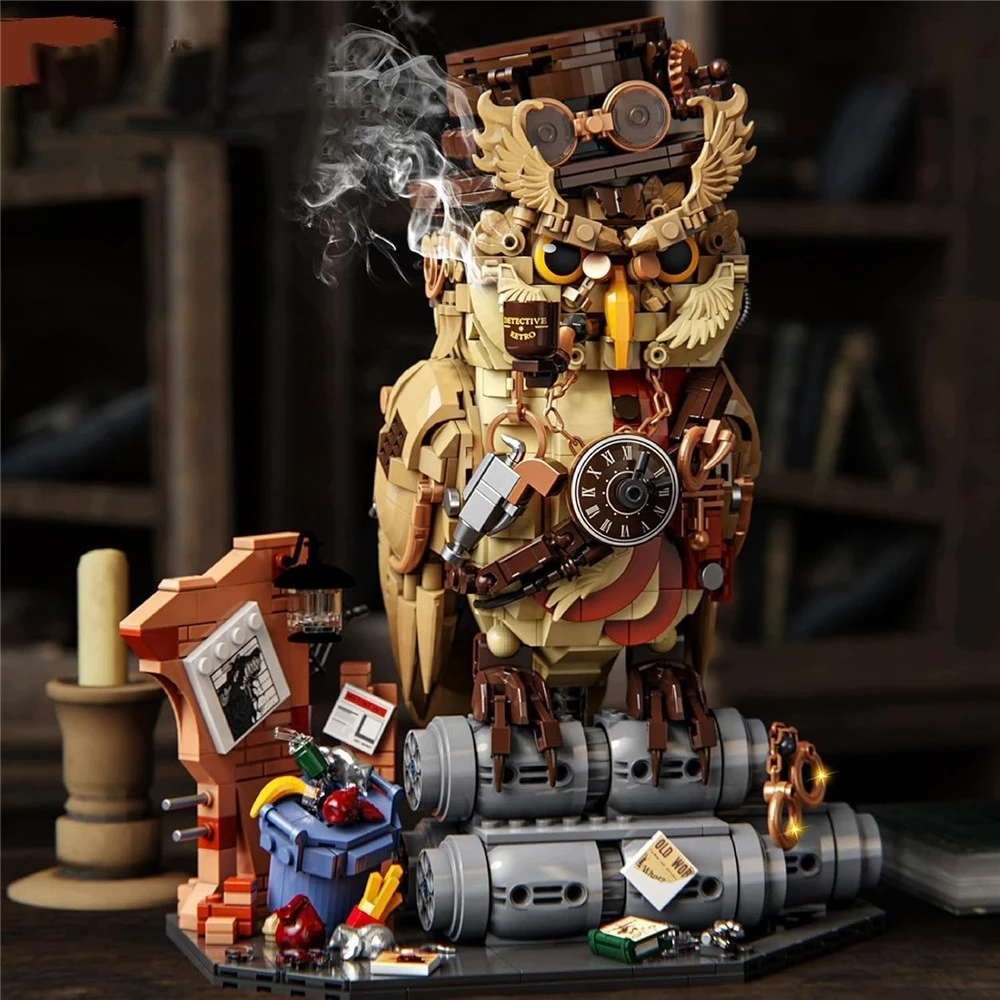 Bez Marki „Magic Owl“ statybiniai blokai, namų ir kambarių dekoras, „steampunk“ stilius