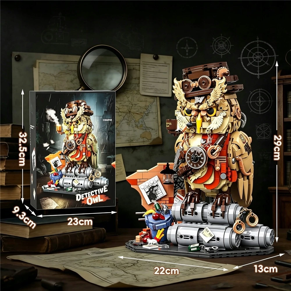 Bez Marki „Magic Owl“ statybiniai blokai, namų ir kambarių dekoras, „steampunk“ stilius