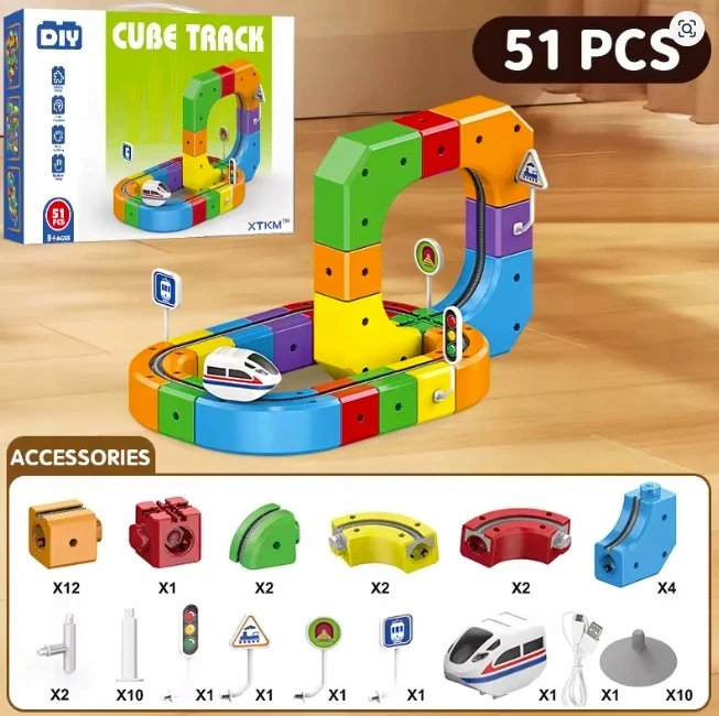 Bez Marki Magic Train konstrukciniai blokeliai 51 vnt dovana