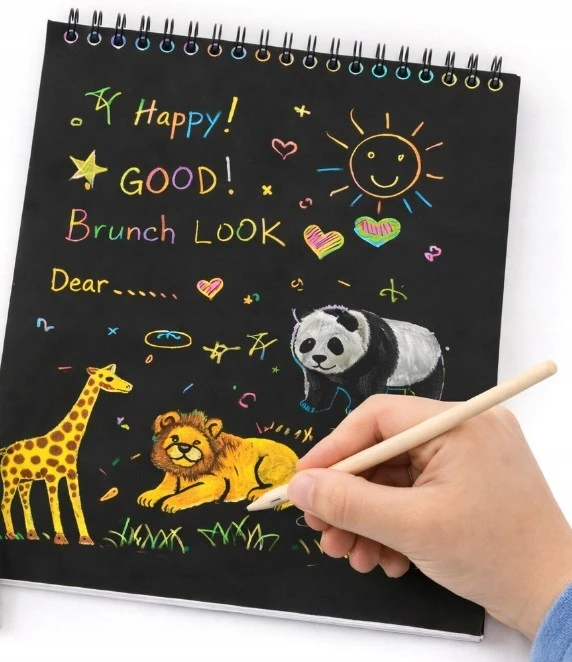 Bez Marki MAGIŠKAS SĄRAŠŲ KADĖTIS – VAVORYKŠTĖS BRINKINĖ KNYGA + MEDINIO STILIUS Scratch Paper Note