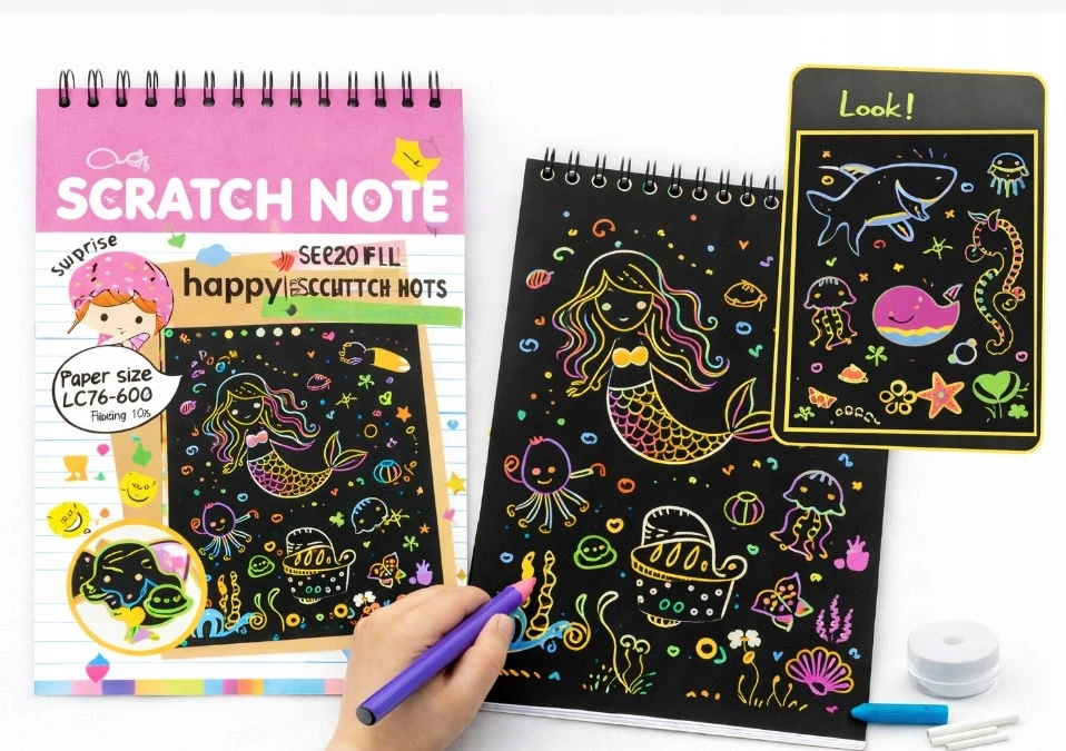 Bez Marki MAGIŠKAS SĄRAŠŲ KADĖTIS – VAVORYKŠTĖS BRINKINĖ KNYGA + MEDINIO STILIUS Scratch Paper Note